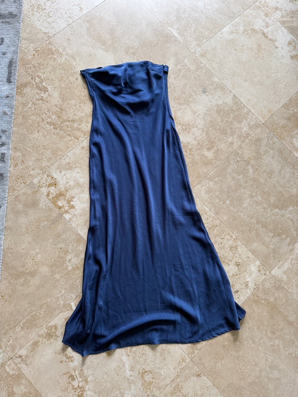 Navy Blue Satin Slip Dress